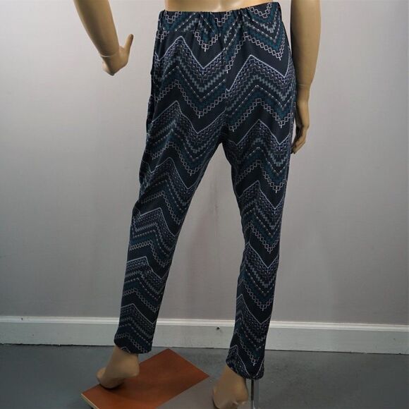 Shosho Leggings Multi Pattern Blue Womens Sz XL Elastic Waist Ties Lounge Pants - Picture 6 of 9